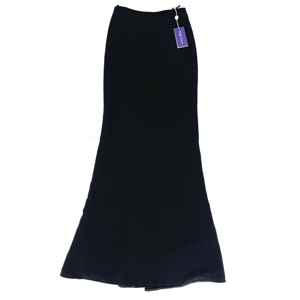 Ralph Lauren Purple Label Long Black 100% Silk Maxi Skirt Formal Made in Italy